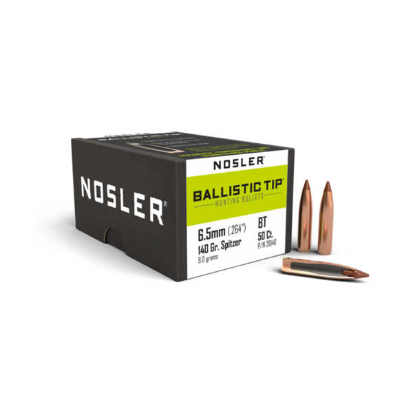 Nosler 26140 Ballistic Tip 6.5 Creedmoor .264 140 gr Spitzer Point 50 Per Box