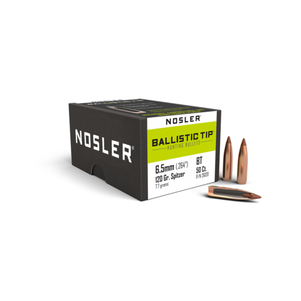 Nosler Nosler Ballistic Tip Hunting 26120 6.5mm 120 gr Spitzer Bullets Box of 50
