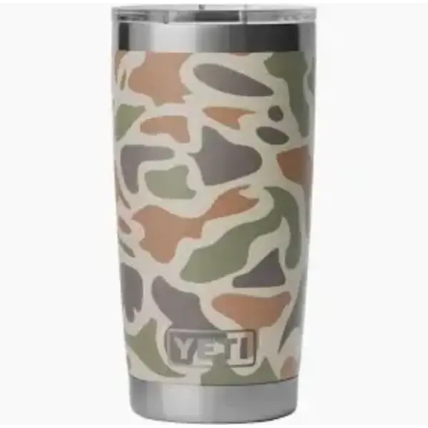 Yeti Rambler 591mL Travel Mug w/Stronghold Lid. Tan Camo
