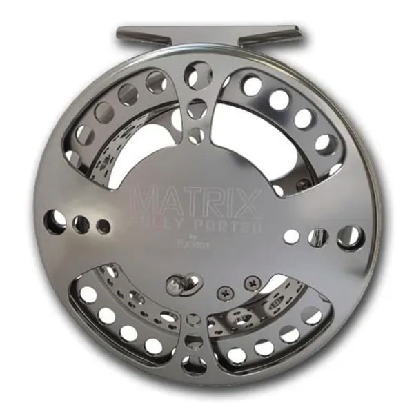 Raven Matrix Fully Ported XL Float Reel. Polished Titanium