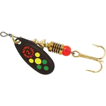 Mepps Black Fury Size 2 1/6oz Black Yellow Dot