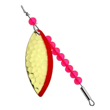 Gibbs Willow Leaf Spinner #1 3/4 Hammered Brass Red Stripe/Red Beads 1-pk