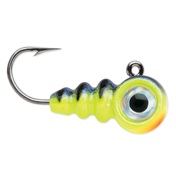 VMC Tungsten Larv Eye Jig 1/32oz Glow Hot Perch (WS25)