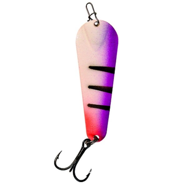 Custom Jigs&Spins Pro Glow Pro Series Slender Spoon. 1/4oz Nickel/Green Glow Purple Tiger