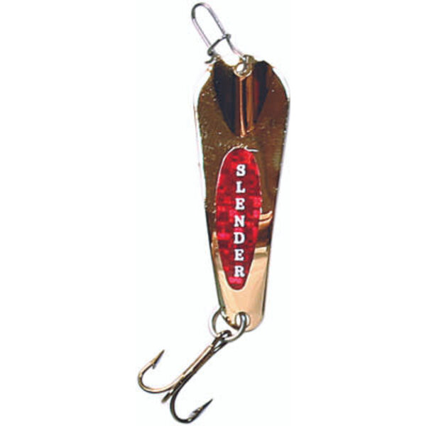 Custom Jigs&Spins Slender Spoon. 5/16oz Gold Red