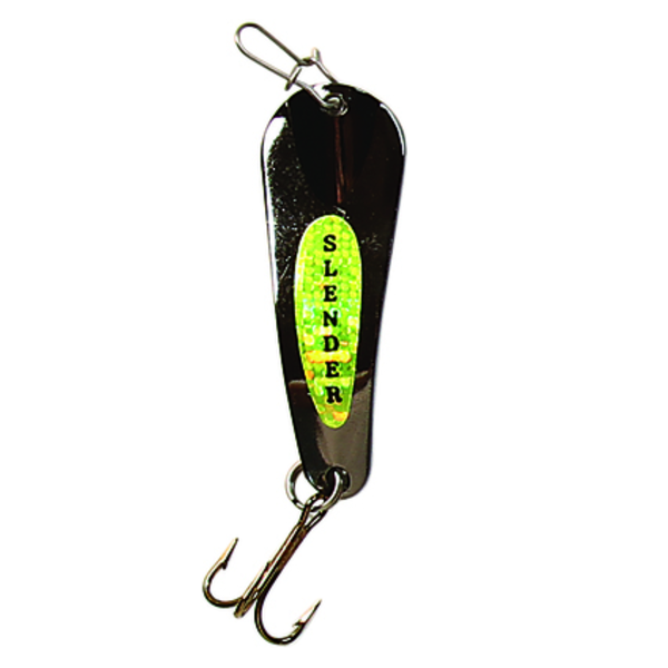 Custom Jigs&Spins Slender Spoon. 5/16oz Black Nickel Chartreuse