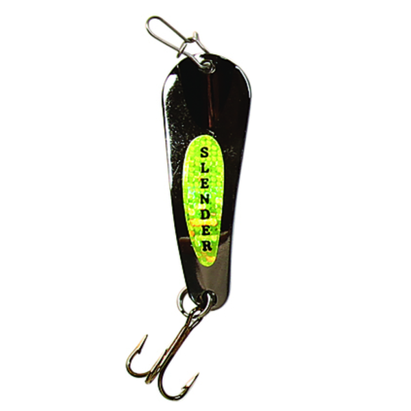 Custom Jigs&Spins Slender Spoon. 1/4oz Black Nickel Chartreuse