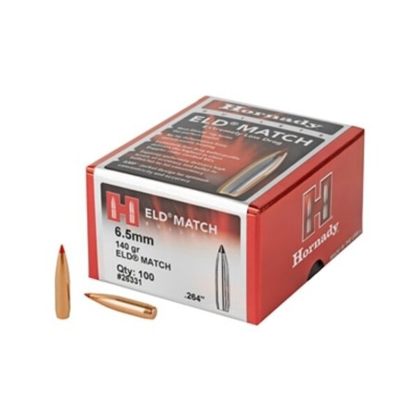 Hornady ELD Match 6.5mm .264″ Bullets 140 Grain 100 Round Box