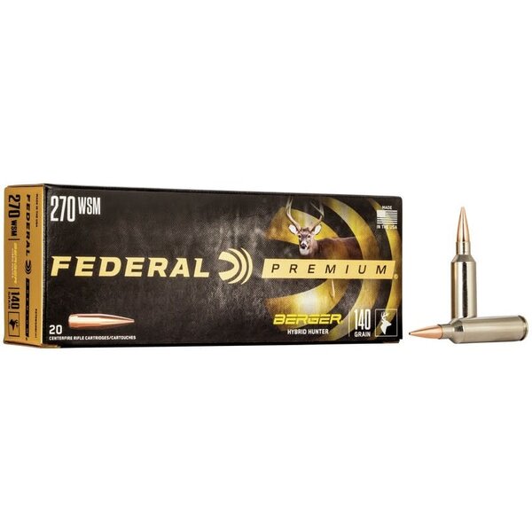 Federal Classic Hunter Berger Hybrid Rifle Ammunition .270 WSM 140 gr BTHP 3200 fps 20/ct