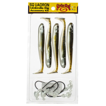 Strike King Squadron Umbrella Rig Kit. Green Pumpkin Pearl Belly 1/4oz