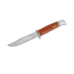 Buck 102CCS1 Heritage Woodsman Fixed Blade Knife 4" 420HC Satin Clip Point Blade, Cocobolo Wood Handle with Nickel Silver Pommel/Guard, Leather Sheath