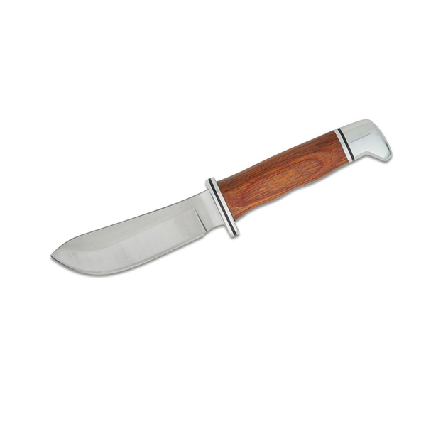 Buck Buck 103 CAT.14188 Heritage Skinner Fixed Blade Knife 4" 420HC Satin Skinner Blade, Cocobolo Wood Handle with Nickel Silver Pommel/Guard, Leather Sheath