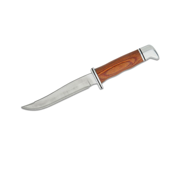 Buck 105CCS1 Heritage Pathfinder Fixed Blade Knife 5" 420HC Satin Clip Point Blade, Cocobolo Wood Handle with Nickel Silver Pommel/Guard, Leather Sheath