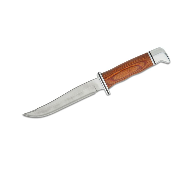Buck 105CCS1 Heritage Pathfinder Fixed Blade Knife 5" 420HC Satin Clip Point Blade, Cocobolo Wood Handle with Nickel Silver Pommel/Guard, Leather Sheath