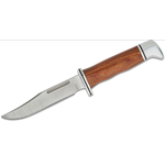 Buck 117CCS1 Heritage Brahma Fixed Blade Knife 4.5" 420HC Satin Clip Point, Cocobolo Wood Handle with Nickel Silver Pommel/Guard, Leather Sheath