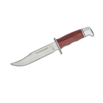 Buck 119CCS1 Heritage Special Hunting Fixed Blade Knife 6" 420HC Satin Clip Point Blade, Cocobolo Wood Handle with Nickel Silver Pommel/Guard, Leather Sheath