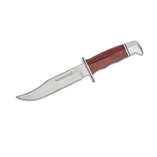 Buck 119CCS1 Heritage Special Hunting Fixed Blade Knife 6" 420HC Satin Clip Point Blade, Cocobolo Wood Handle with Nickel Silver Pommel/Guard, Leather Sheath