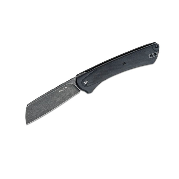 Buck 263 HiLine XL Manual Flipper Knife 3.75" D2 Black Stonewashed Cleaver-Style Blade, Gray Anodized Aluminum Handles with Black Micarta Onlay, Frame Lock