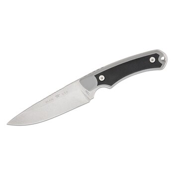 Buck 663 Alpha Guide Select Fixed Blade Knife 4.5" 420HC Stonewashed Drop Point, Gray GFN Handles with Versaflex Inserts, Polyester Sheath