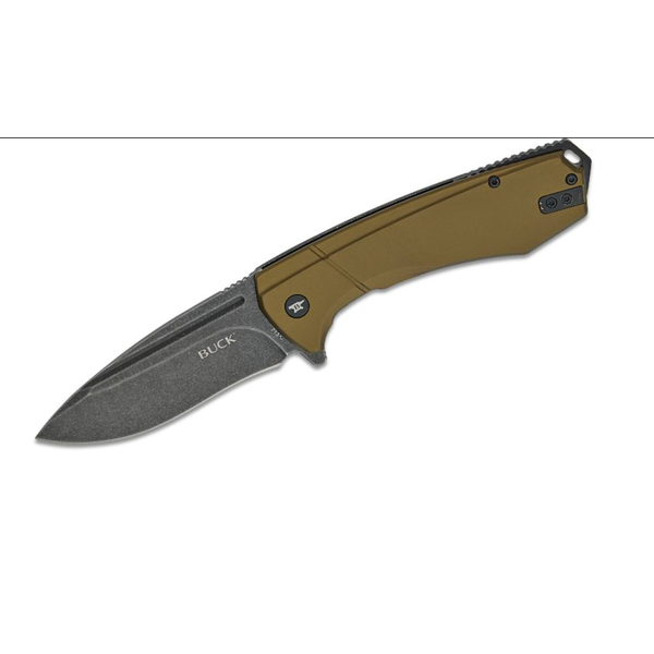Buck Buck 713GRS Ruckus Frame Lock Flipper Knife 3.5" D2 Black Stonewashed Drop Point Blade, Green Aluminum and Steel Handle