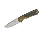 Buck 714GRS Stinger Frame Lock Flipper Knife 3" D2 Satin Drop Point Blade, Green Aluminum and Steel Handle and Carbon Fiber Inlay