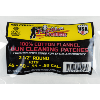 Pro-Shot .45-.58 Cal. Black Powder 100ct Cotton Patches
