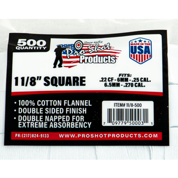 Pro-Shot 22-270 1-1/8" Square Cotton Flannel Patches 500 Count