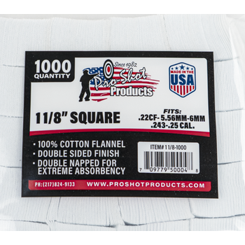 Pro-Shot .22-.270 1 1-8" Square Cotton Patches 1000 Count
