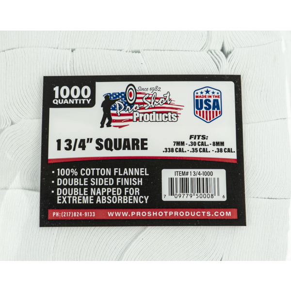 Pro-Shot 1-3/4" Square 7mm-38 Cotton Patches 1000 Count