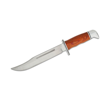 Buck 0120CCS1 Heritage General Hunting Fixed Blade Knife 7.375" 420HC Satin Clip Point Blade, Cocobolo Wood Handle with Nickel Silver Pommel/Guard, Leather Sheath