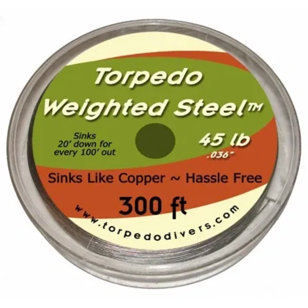 Torpedo Weighted Steel Trolling Wire. 45lb 300 Feet