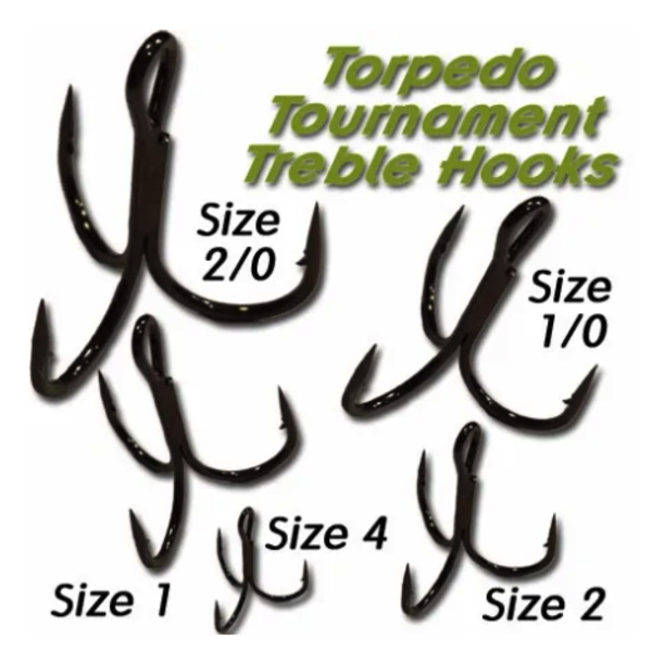 Torpedo Tournament Treble Hooks. Size 1 10-pk
