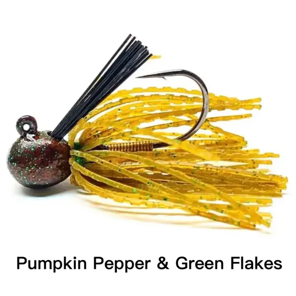 Nishine Lure Works Nishine Finesse Cover Jig 1/3oz 2/0 Pumpkin Pepper & Green Flakes