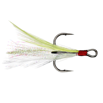 Owner Tournament Trailer Treble Size 2 White Chartreuse Flash 2-pk