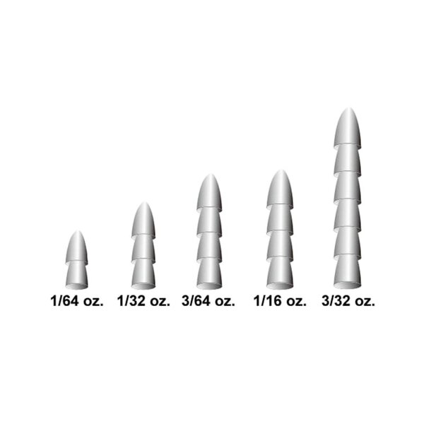 X Zone Tungsten Pagoda Nail Sinker, Plain 3/32oz 5-pk