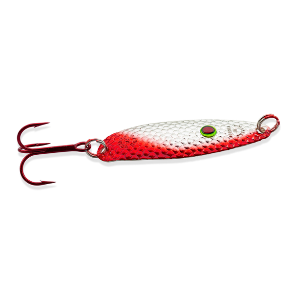 Williams Nipigon 1/3oz Spoon. Silver Nu-Wrinkle Red