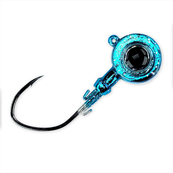 Gamakatsu MaxEye Jig Pill Head 3/16oz 1/0 Chrome Blue Sparkle 3-pk