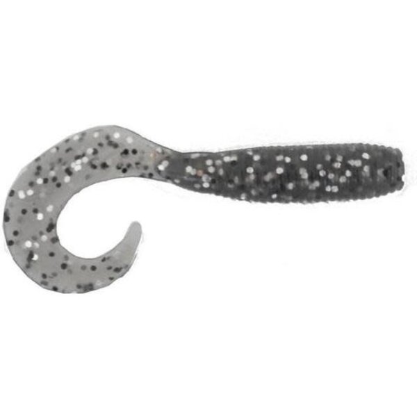 Yamamoto Single Tail Grub 4" Smoke/Black & Silver Fleck 20-pk