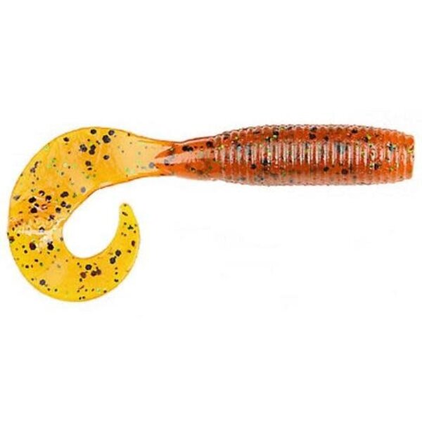 Yamamoto Single Tail Grub 4" Pumpkin w/Blk & Green Flake 20-pk