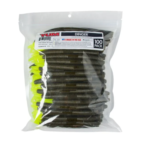 Yum Dinger 5" Green Pumpkin Chartreuse 100-pk