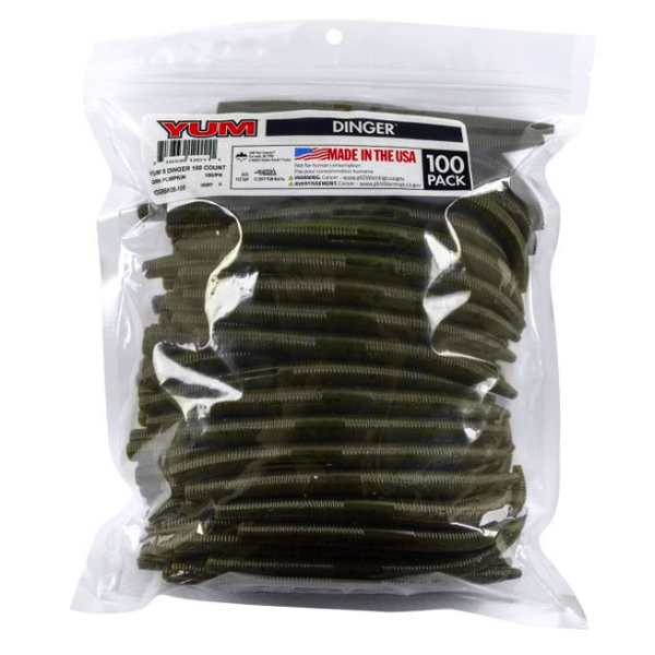 Yum Dinger 5" Green Pumpkin 100-pk