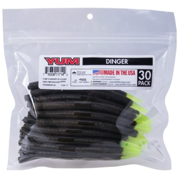 Yum Dinger 5" Green Pumpkin Chartreuse Tail 30-pk