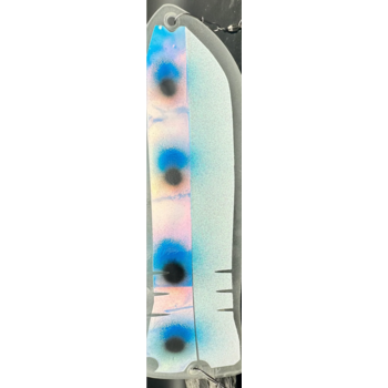 Meegs 10" Hotfish Flasher White/Glow Blue Dot Chrome