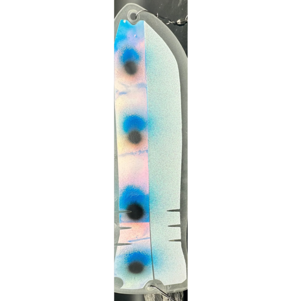 Meegs 10" Hotfish Flasher White/Glow Blue Dot Chrome