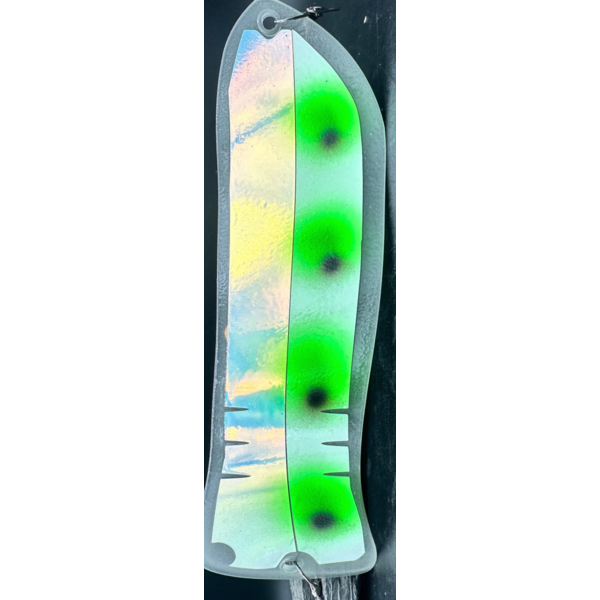 Meegs 10" Hotfish Flasher Holo RV Green/Black Dot Chrome