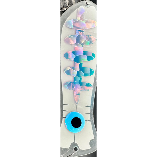 Meegs 10" Hotfish Flasher UV RV/Glitter Blue/Black Dot Holo Ladderback