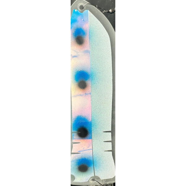 Meegs 10" Hotfish Flasher UV RV/Glitter Blue/Black Dot Holo Ladderback