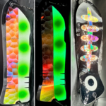 Meegs 10" Hotfish Flasher Holo Glow Green Dot Holo Ladderback Black
