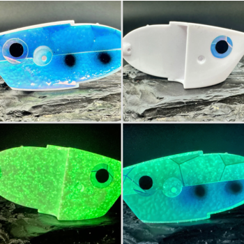 Meegs Meat Head White Glow Holo Scale/RV Blue/Black Dots Glow Front