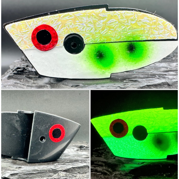 Meegs Meat Head Black Glow Crush Glow Green Black Dot